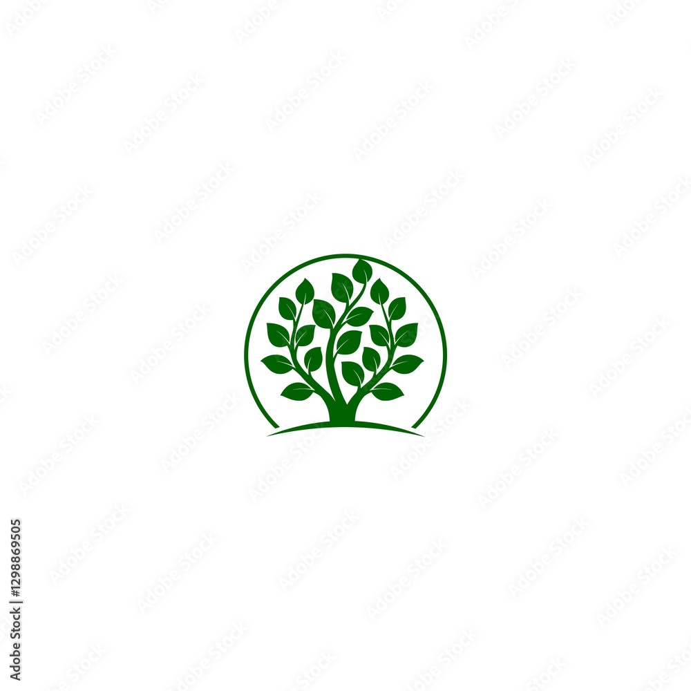 Tree logo green icon isolated on white background Tree logo green icon isolated on white background