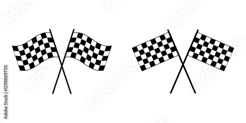 Checkered Flags ,Racing Sports Glyph Icon flag cross racing flag with checkered flag