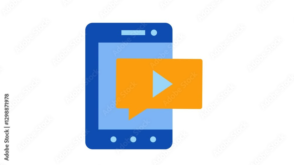 video message mobile phone with icons, vector illustration video message mobile phone with icons, vector illustration