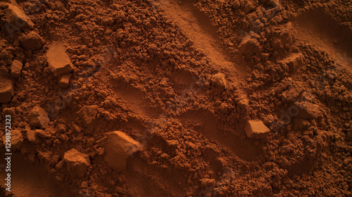 Turmeric powder pile background and texture, top view