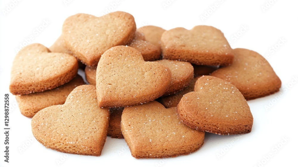 Heart-shaped cookies, isolated, white background, sweet, delicious, and festive design Heart-shaped cookies, isolated, white background, sweet, delicious, and festive design