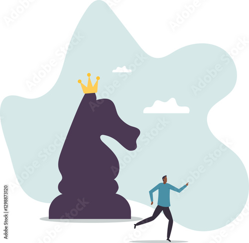 Strategy to win business competition, leadership to make decision, business challenge or tactic to overcome obstacle.business concept.flat character.