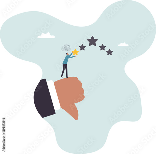 Negative feedback, bad review or one star customer feedback, terrible or poor quality user experience, low rating result or disappointment .business concept.flat character.