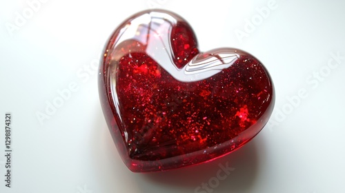 Red heart, isolated, white background, glossy finish, eye-catching element
