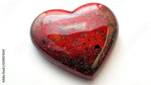 Red heart, isolated, white background, glossy finish, eye-catching element