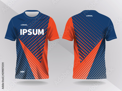 orange and blue abstract background and pattern for sport jersey design and mockup