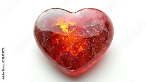 Vibrant red heart, isolated, on white background, perfect for romantic design