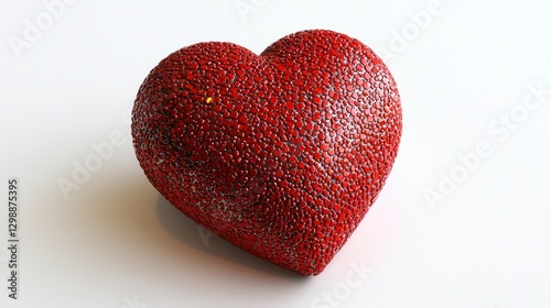 Vibrant red heart, isolated, on white background, perfect for romantic design