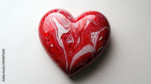 Isolated red heart, white background, smooth texture, simple and elegant design