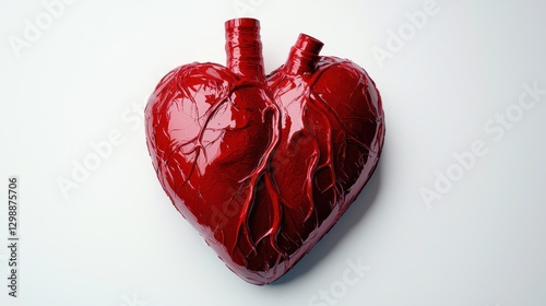 Red heart isolated on white background, realistic vector illustration, vibrant color