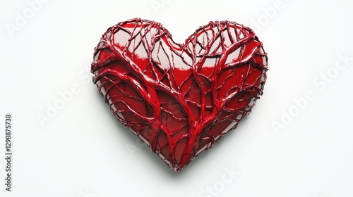 Red heart isolated on white background, realistic vector illustration, vibrant color