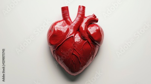 Red heart isolated on white background, realistic vector illustration, vibrant color