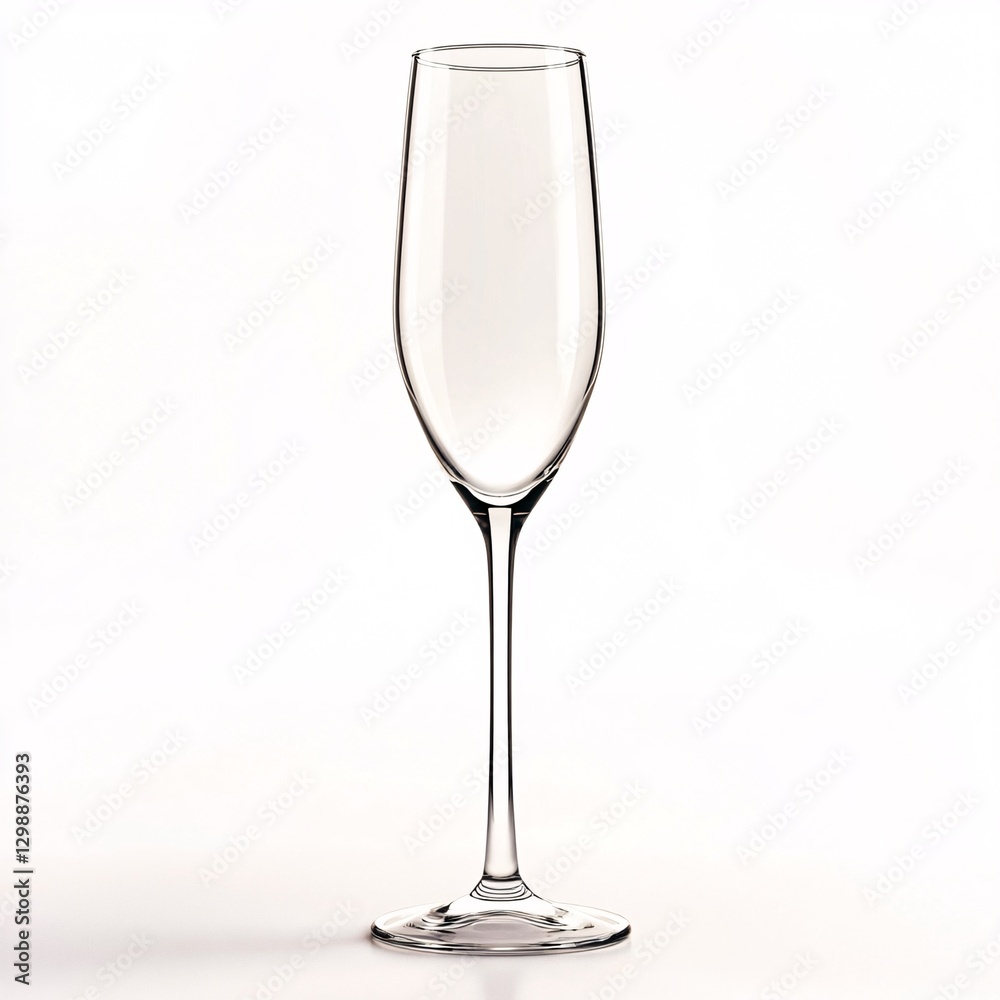 Minimalist Champagne Flute with a Smooth Curved Bowl and Thin Stem on a Light Surface Minimalist Champagne Flute with a Smooth Curved Bowl and Thin Stem on a Light Surface