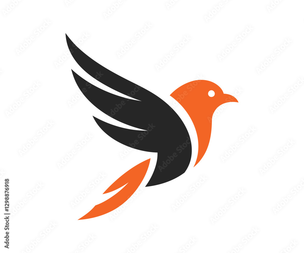 Fototapeta premium Bird logo design vector template, minimalist design on white background 