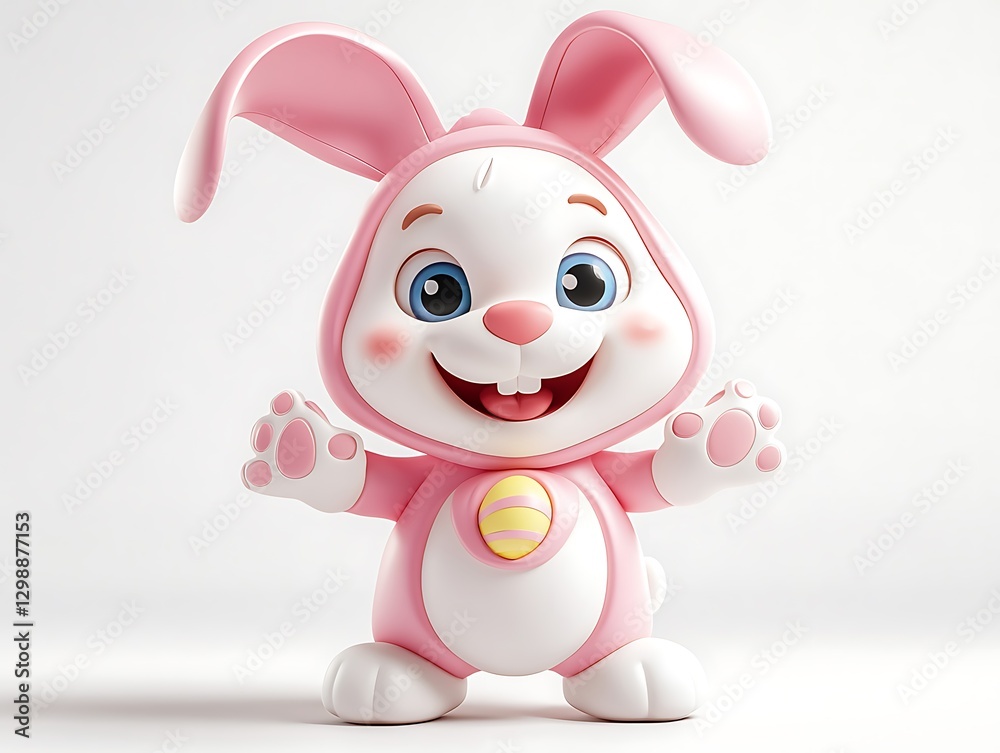 Fototapeta premium Cute animated bunny character studio 3d model white background playful