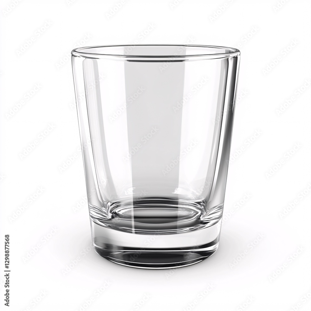 Transparent Whiskey Tumbler with Thick Base and Wide Rim on White Background Transparent Whiskey Tumbler with Thick Base and Wide Rim on White Background