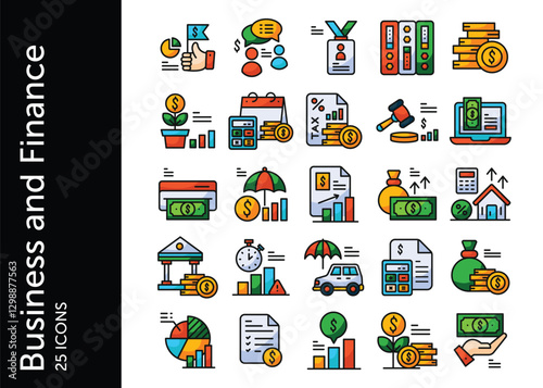 Business and Finance icon pack. Set icon design