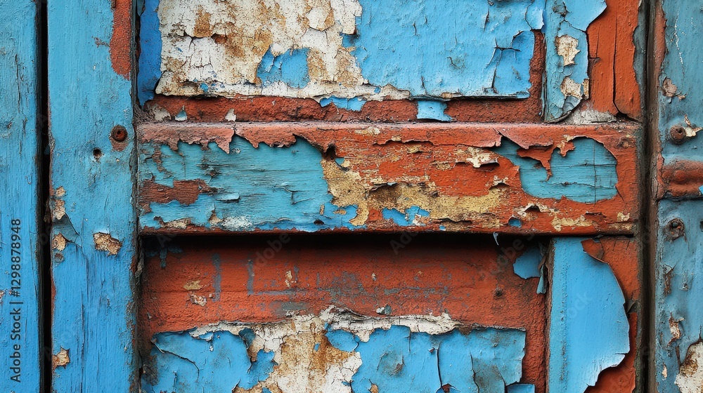 Naklejka premium Weathered Wooden Surface With Peeling Paint