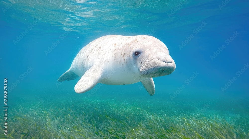 Underwater Mammal Swimming in Shallow Water Underwater Mammal Swimming in Shallow Water