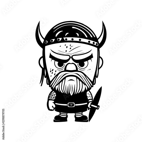 Cute Male Viking –  Brave Norse Warrior. Perfect for Children's Books, Fantasy Art, Game Characters, Stickers, and Merchandise, This Charming Illustration Combines Strength and Whimsy Mythology