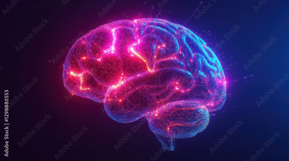 A futuristic neon brain with glowing pathways, symbolizing mental growth and success. A futuristic neon brain with glowing pathways, symbolizing mental growth and success.