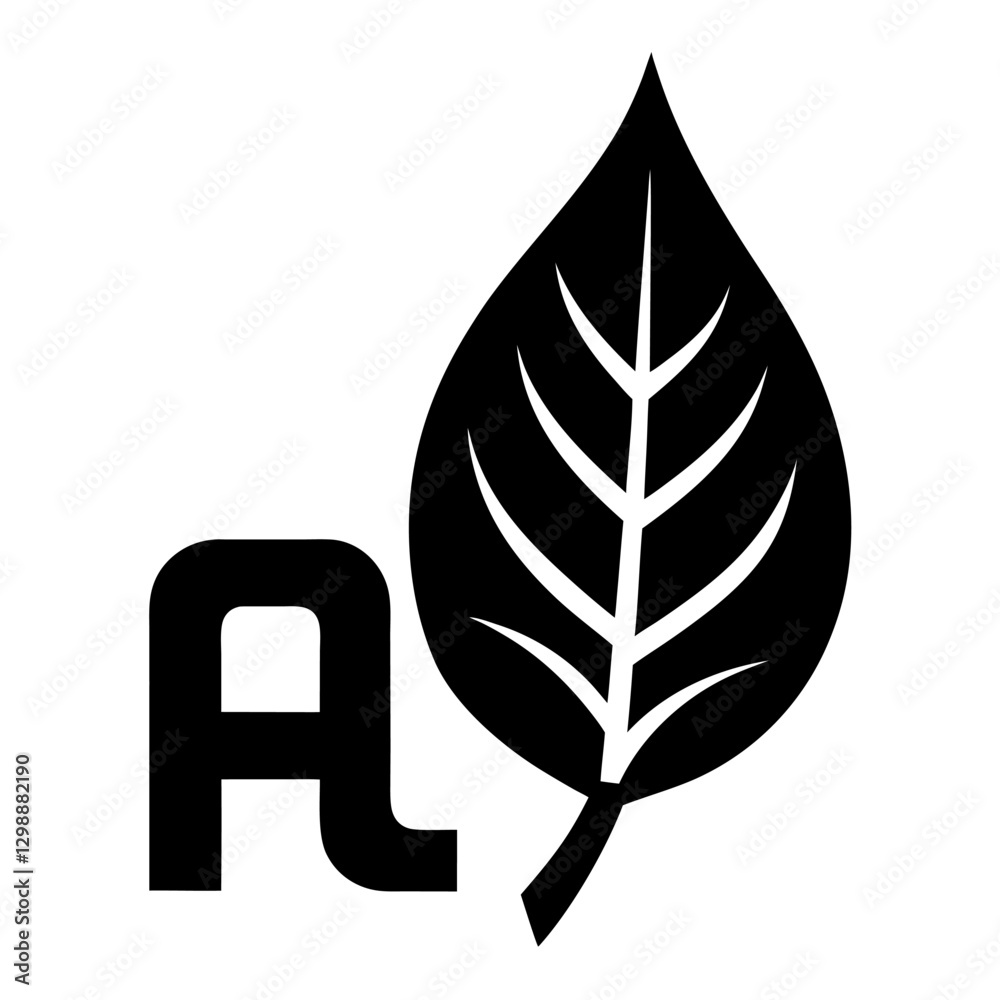 leaf icon with a letter vector illustration leaf icon with a letter vector illustration