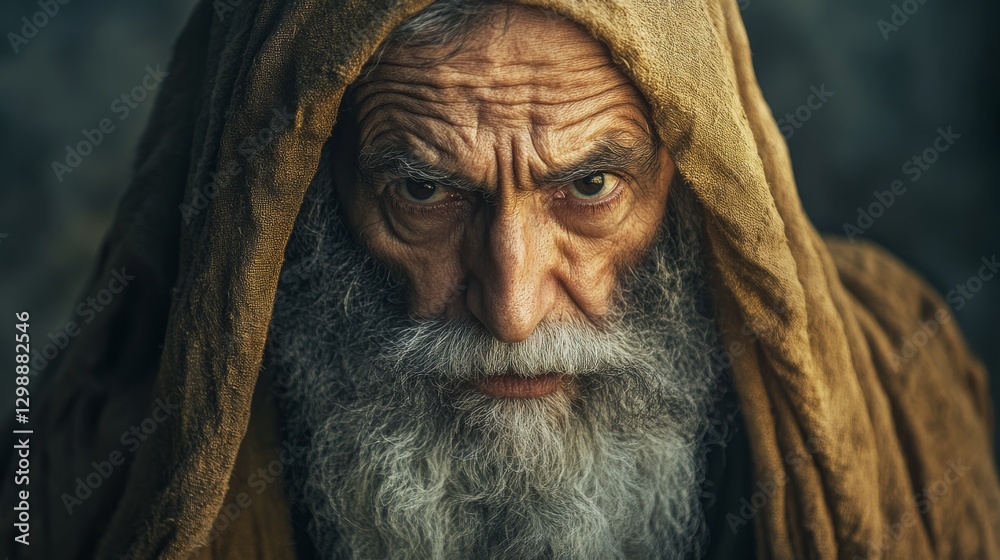 Portrait of the elderly prophet Samuel in priestly robes. Biblical representation of Samuel, the last judge of Israel. Portrait of the elderly prophet Samuel in priestly robes. Biblical representation of Samuel, the last judge of Israel.