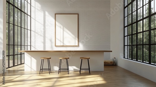 Modern Loft Bar Area with Large Windows