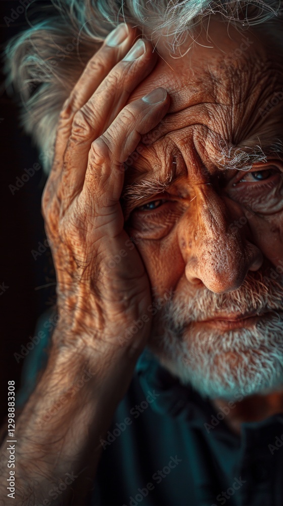 Portrait of an elderly man with a pensive expression, suitable for psychological and medical publications. Portrait of an elderly man with a pensive expression, suitable for psychological and medical publications.