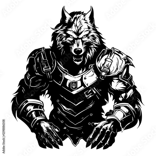 Wallpaper Mural Ferocious Werewolf – Illustration for Fantasy Art, Game Design, Book Covers, and Dark-Themed Merchandise. Fierce Spirit and Mystical  Aura of the Werewolf, Making It Ideal for Horror, Mythology Torontodigital.ca