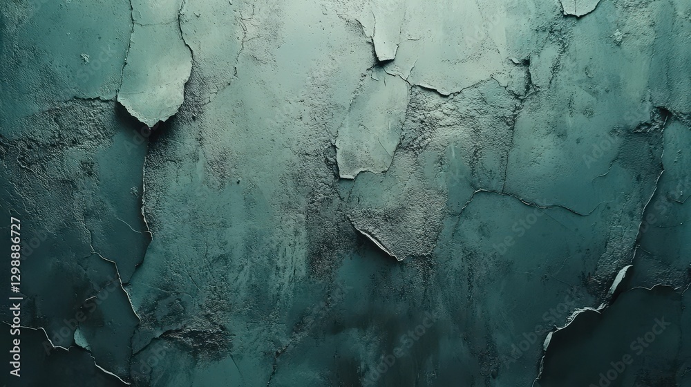 Naklejka premium Teal Cracked Wall Texture Abstract Background