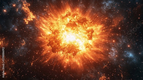 Wallpaper Mural Starfire Eruption: Radiant Burst in Galactic Abyss Torontodigital.ca