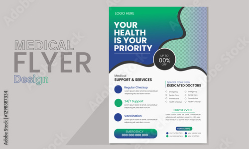 Creative modern  healthcare and colorful a4 page colorful medical cover with creative and modern shapes of flyer design template.