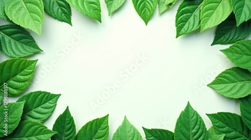 Vibrant Green Leaves Forming a Natural Frame for Your Design or Text