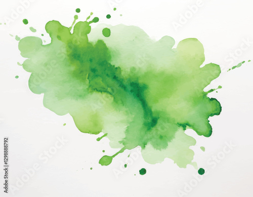 Light green hand painting watercolour stain background. Original artistic footage