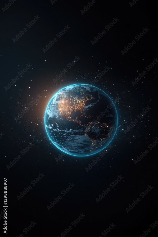 Fototapeta premium futuristic ai-driven earth with pulsating energy streams flowing around it visualizing quantum computing and global