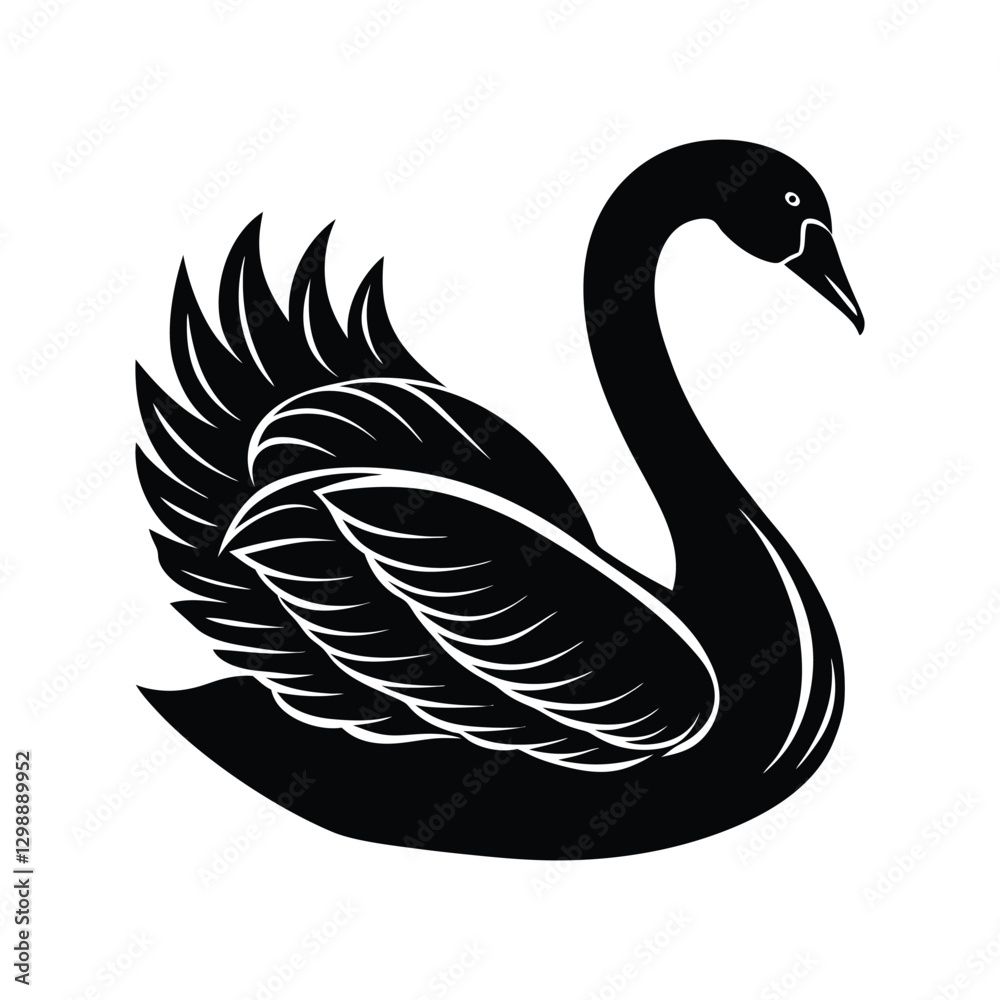 Fototapeta premium Swan silhouette isolated on white background