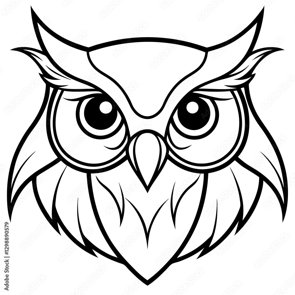 Fototapeta premium black and white owl head vector n white background 