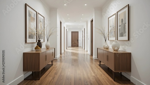 Modern Hallway with Wooden Flooring