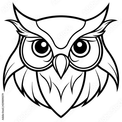 black and white owl head vector n white background
