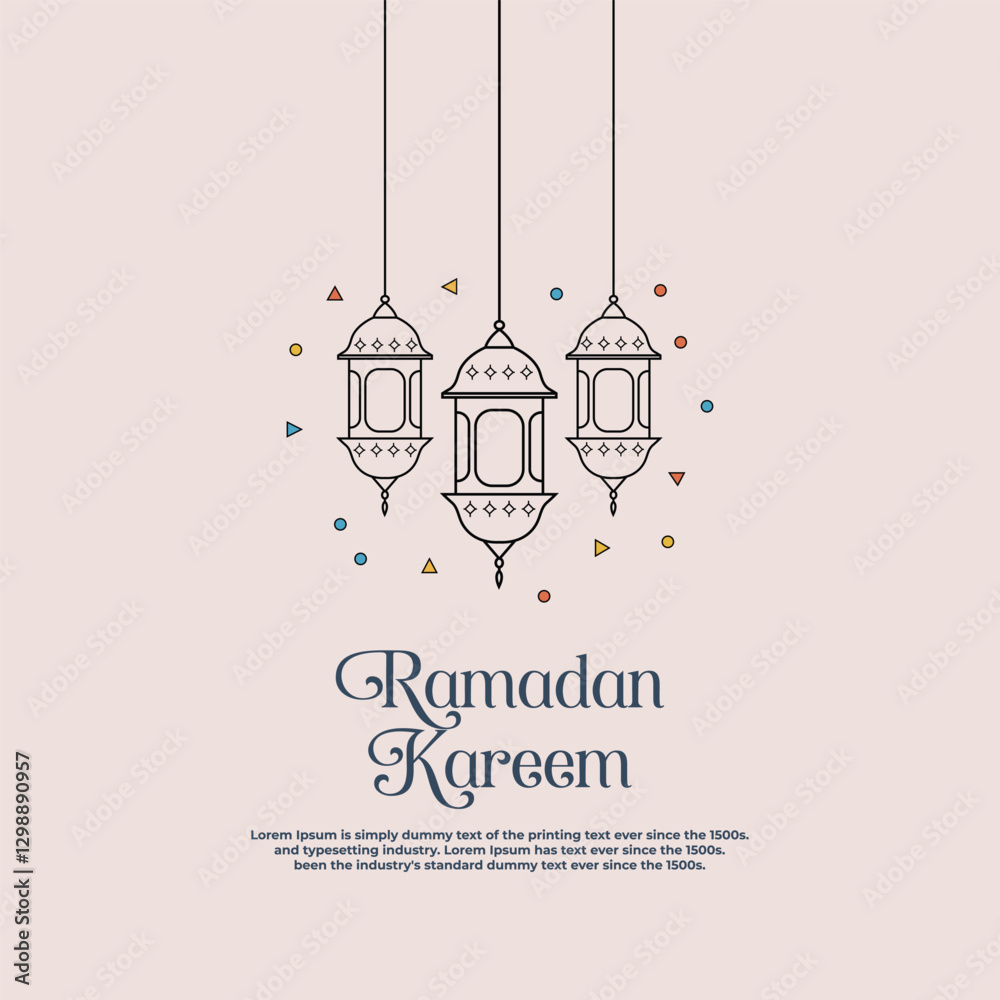 Naklejka premium Ramadan Kareem Lanterns with Geometric Decorations