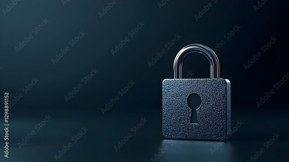 Close Up Image of a Shiny Silver Padlock Against a Dark Blue Background Symbolizing Security and Protection Close Up Image of a Shiny Silver Padlock Against a Dark Blue Background Symbolizing Security and Protection