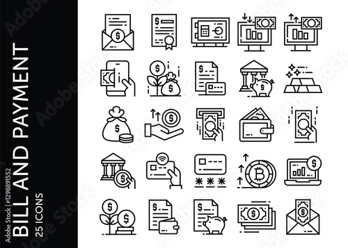 Bill and Payment icon pack. Set icon design