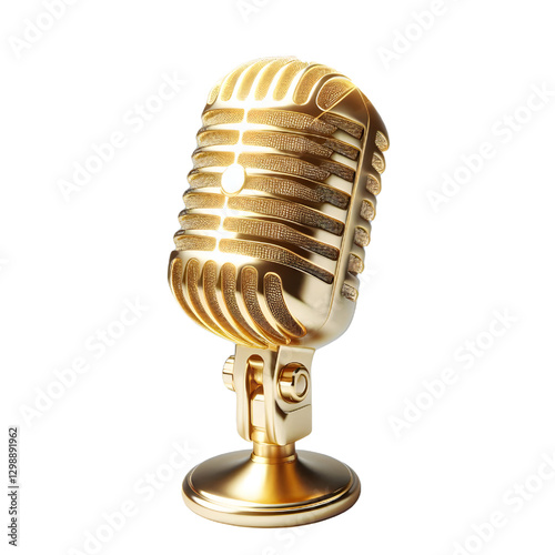 Shine golden mic isolated on white background