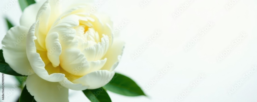 Fresh peonies in shades of green and white on a crisp white background, simple, blossoms Fresh peonies in shades of green and white on a crisp white background, simple, blossoms