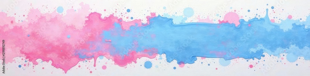 Obraz premium Soft blue strokes on canvas with scattered pink oil paint smudges, art, canvas, pink