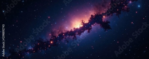 Grouping of bright and distant stars within a vast, dark universe, blackbackground, starrynight photo