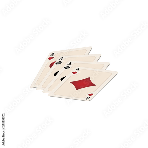 Casino playing cards. Diamonds, Hearts, Clubs, Spades on a white background
