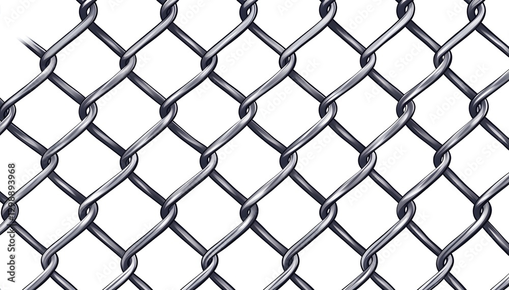 Fototapeta premium Pattern of a silvery metal chain link fence extends