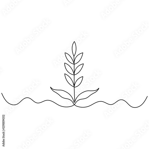 Wheat  icon continuous one line drawing  outline vector illustration 